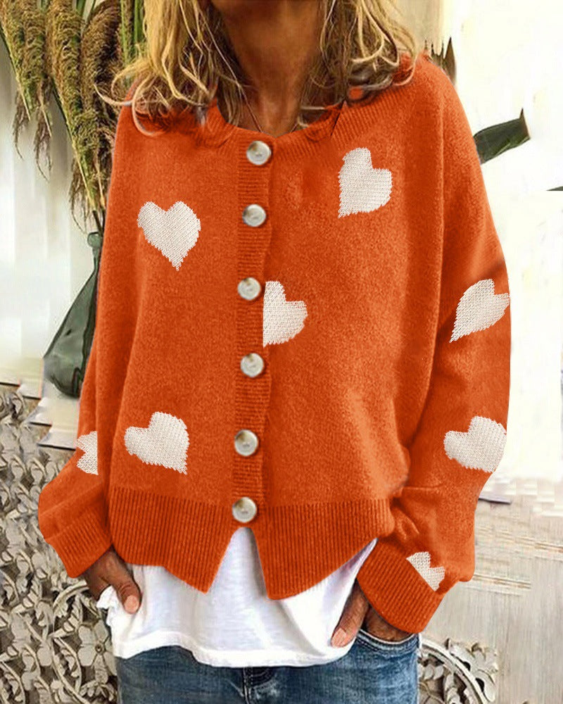 Damen Strickjacke mit Herzen und Knopfdetails EB