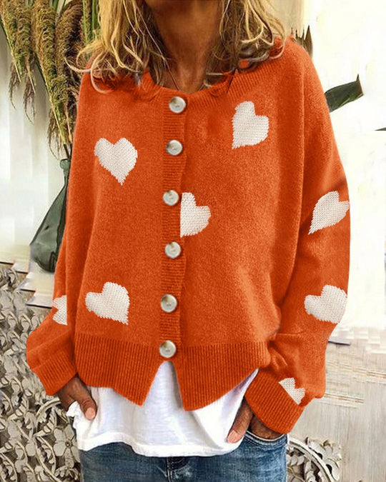 Damen Strickjacke mit Herzmotiv und modischem Schnitt EB