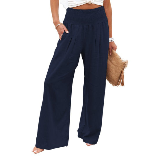 Damen weite Sommerhose mit elastischem Bund und komfortablem Schnitt EB