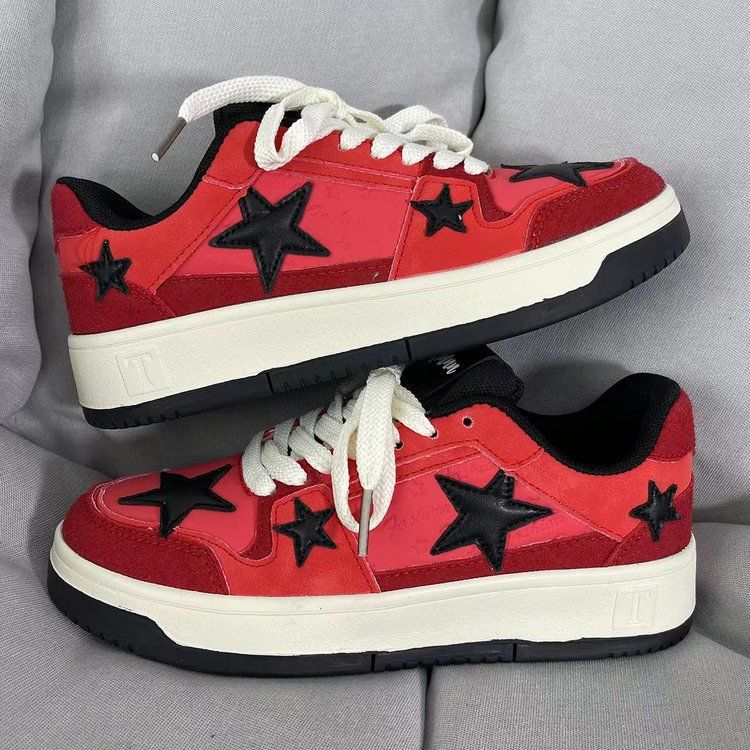 Damen modische Sneakers mit auffälligem Sternen-Design und bequemer Dämpfung EB