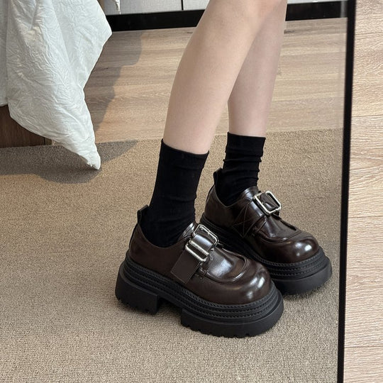 Damen chunky Schnürboots mit dekorativer Schnalle und robustem Sohlenprofil EB