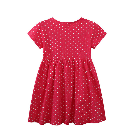Mädchen Kleid mit niedlicher Pferdemotiv und Punkten EB