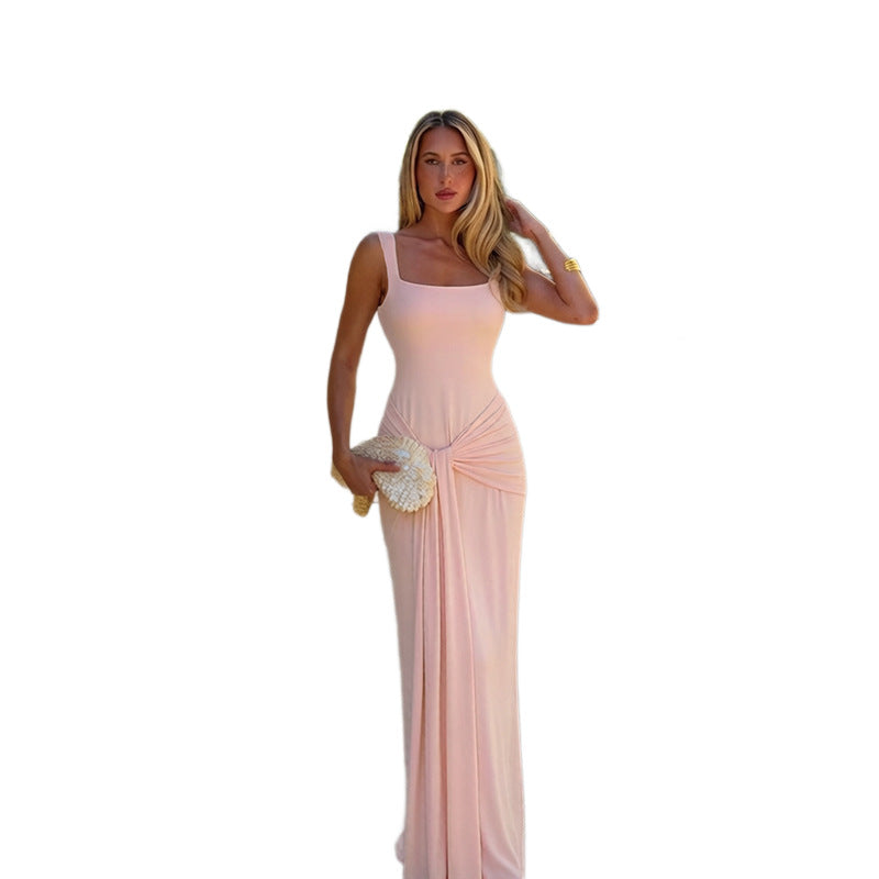 Damen Figurschmeichelndes Maxikleid mit elegantem Knoten EB