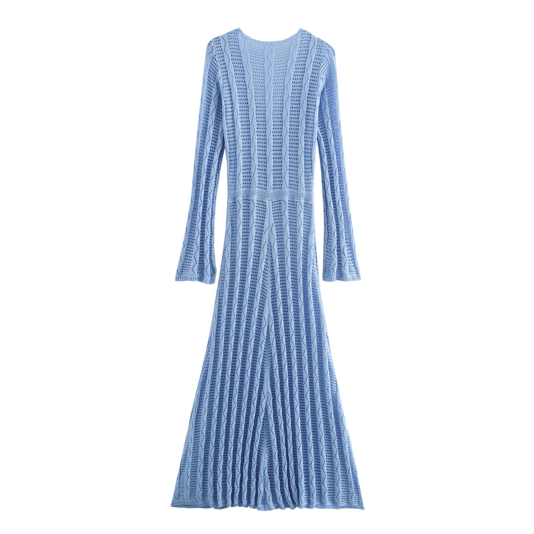 Damen Maxikleid mit raffiniertem Häkelmuster und eleganten Ärmeln EB