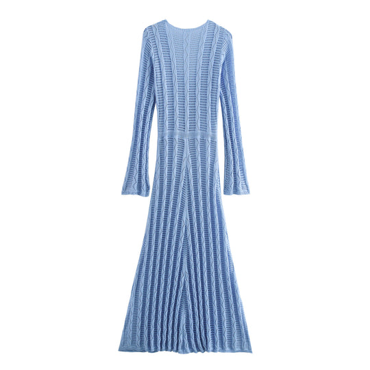 Damen Maxikleid mit raffiniertem Häkelmuster und eleganten Ärmeln EB