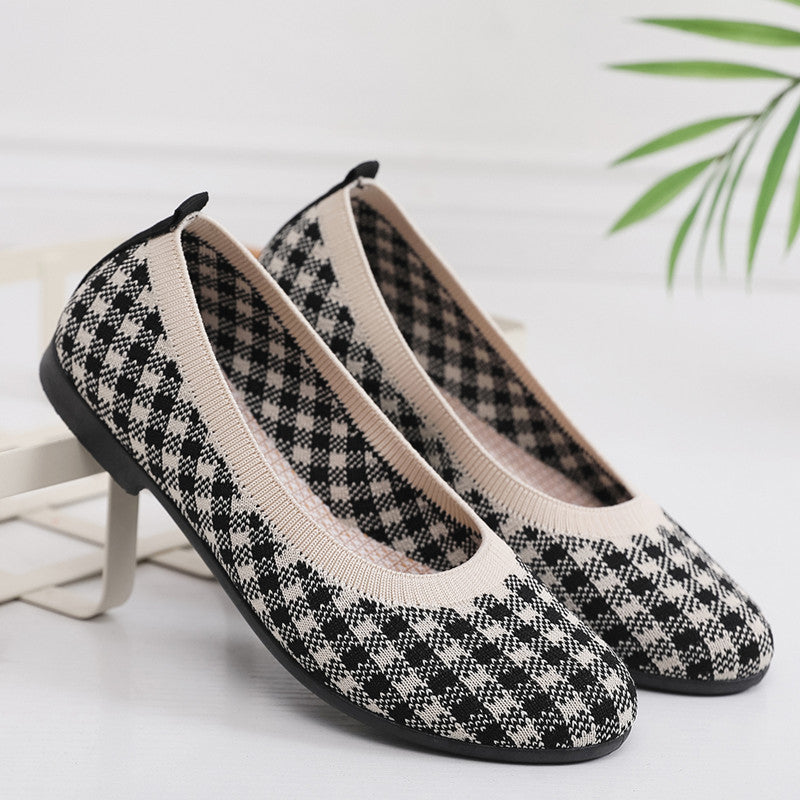 Damen Modische Ballerinas mit atmungsaktivem Strickoberteil EB