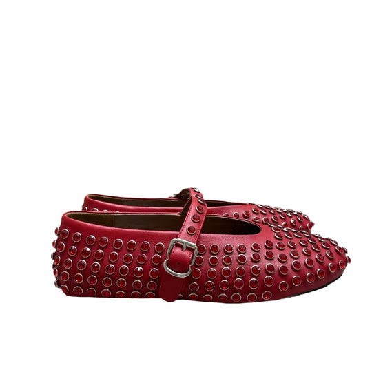 Damen  veredelte Mary‑Jane Ballerina mit Strassbesatz und verstellbarer Metallschnalle EB