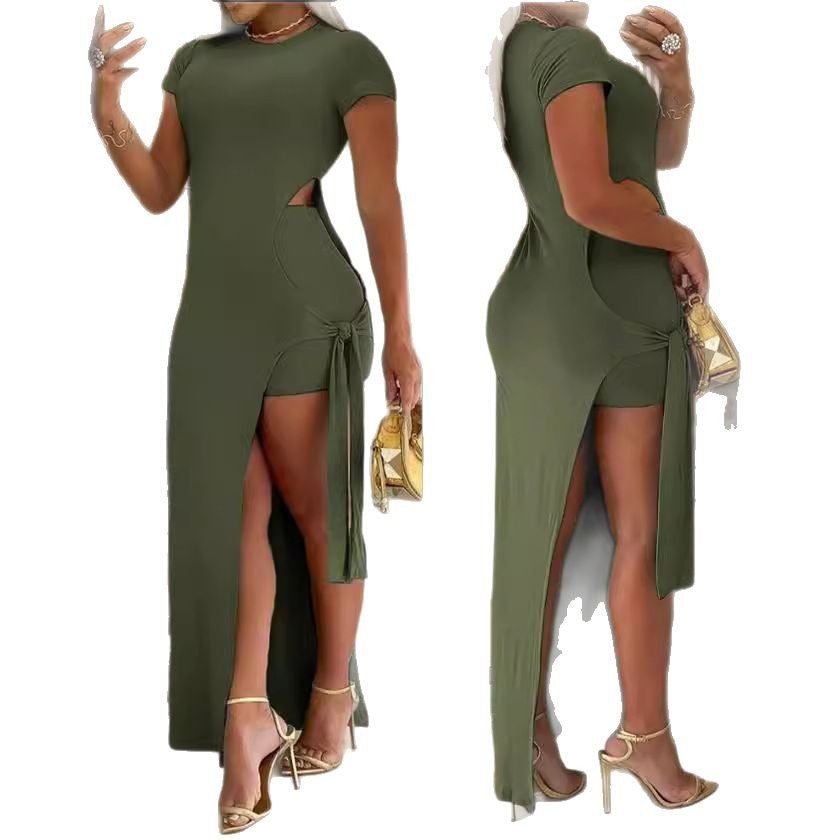 Damen Maxikleid mit seitlichem Schlitz und Cut-Out-Details EB