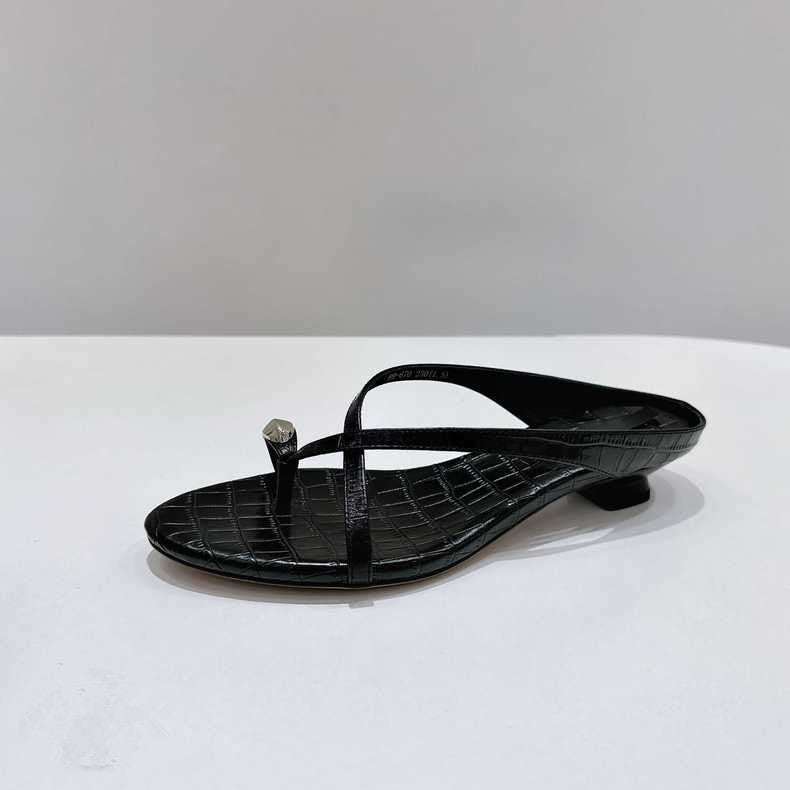Damen elegante Zehensteg-Sandalen mit modischem Riemendesign und komfortablem Absatz EB