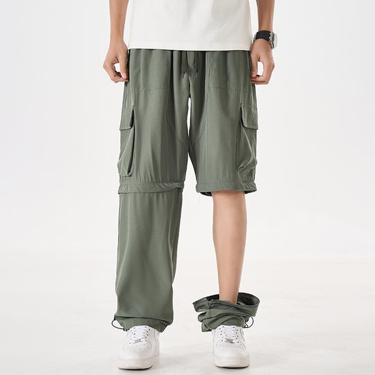 Herren wandelbare Cargo-Zip-Hose mit abnehmbaren Oberschenkeln, großformatigen Pattentaschen und elastischem Kordelbund EB