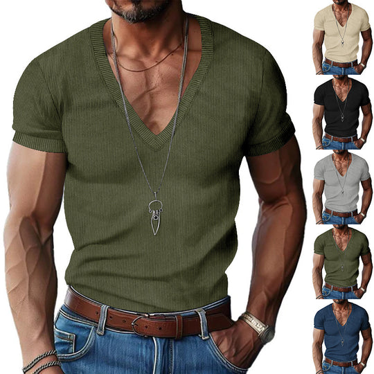 Herren Kurzarm V-Ausschnitt T-Shirt EB
