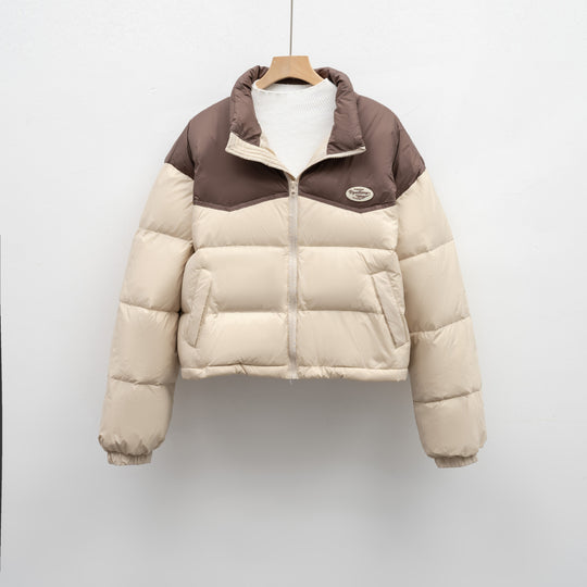 Damen modische kurz geschnittene Steppjacke mit hohem Kragen und praktischem Reißverschluss EB