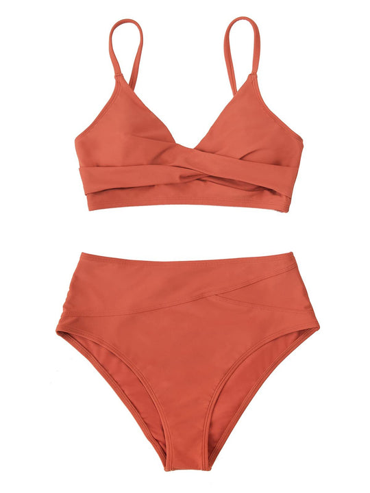 Damen Hochtailliertes Wickel-Bikini-Set EB