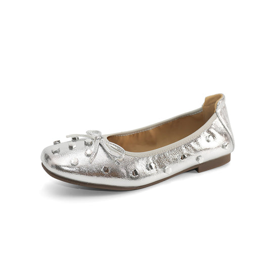 Damen Ballerinas mit schimmerndem Obermaterial und funkelnden Strassverzierungen EB
