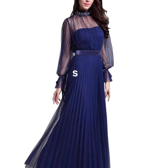 Damen Elegantes Maxikleid mit schimmerndem Chiffon und verspielten Rüschendetails EB