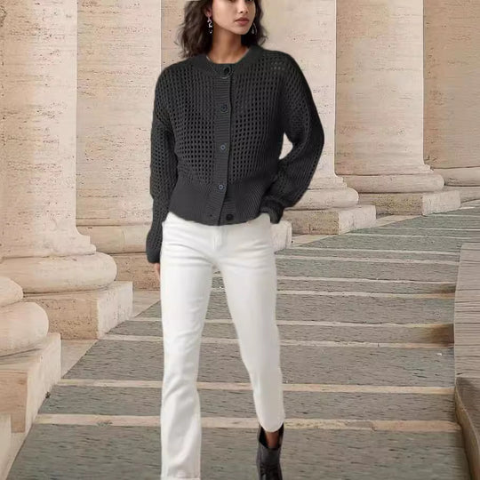 Damen Strickjacke mit luftiger Netzstruktur EB