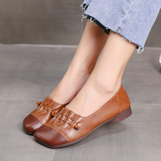 Damen Ballerinas mit modischem Leder-Design und Komfortsohle EB