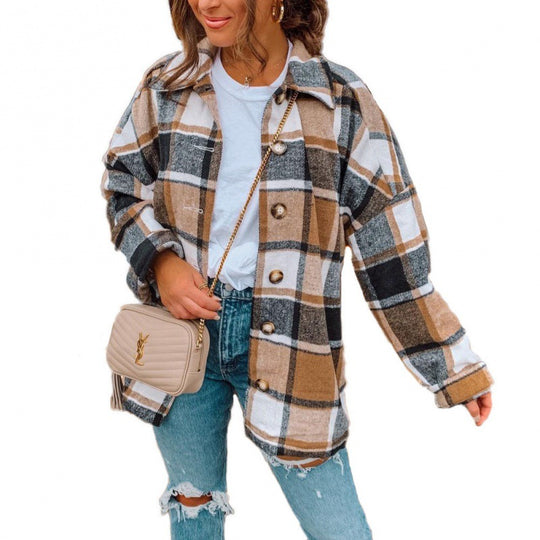 Damen Karierte Flanelljacke EB