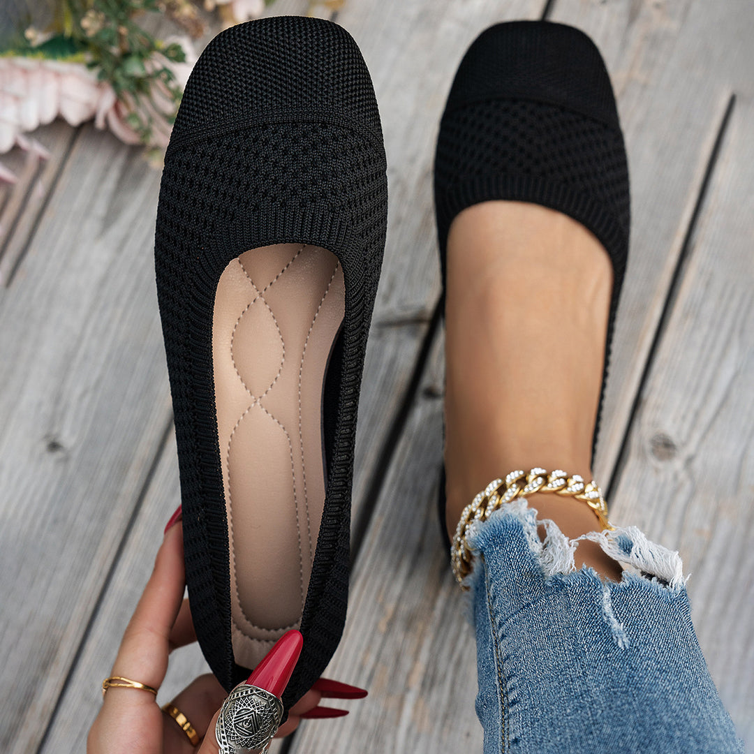 Damen atmungsaktive Slip-On Ballerinas mit flexiblem Netzdesign EB