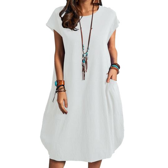 Damen luftiges Sommerkleid mit praktischen Taschen und modernem Schnitt EB