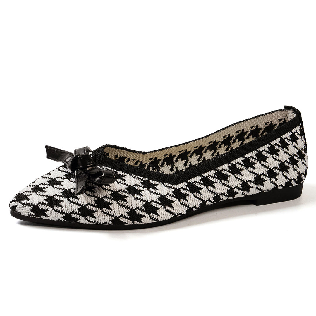 Damen spitze Ballerinas mit modischem Punkte-Muster und eleganten Schleifen EB