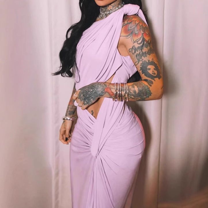 Damen Elegantes Wickeldress mit asymmetrischem Schnitt und Rüschendetails EB