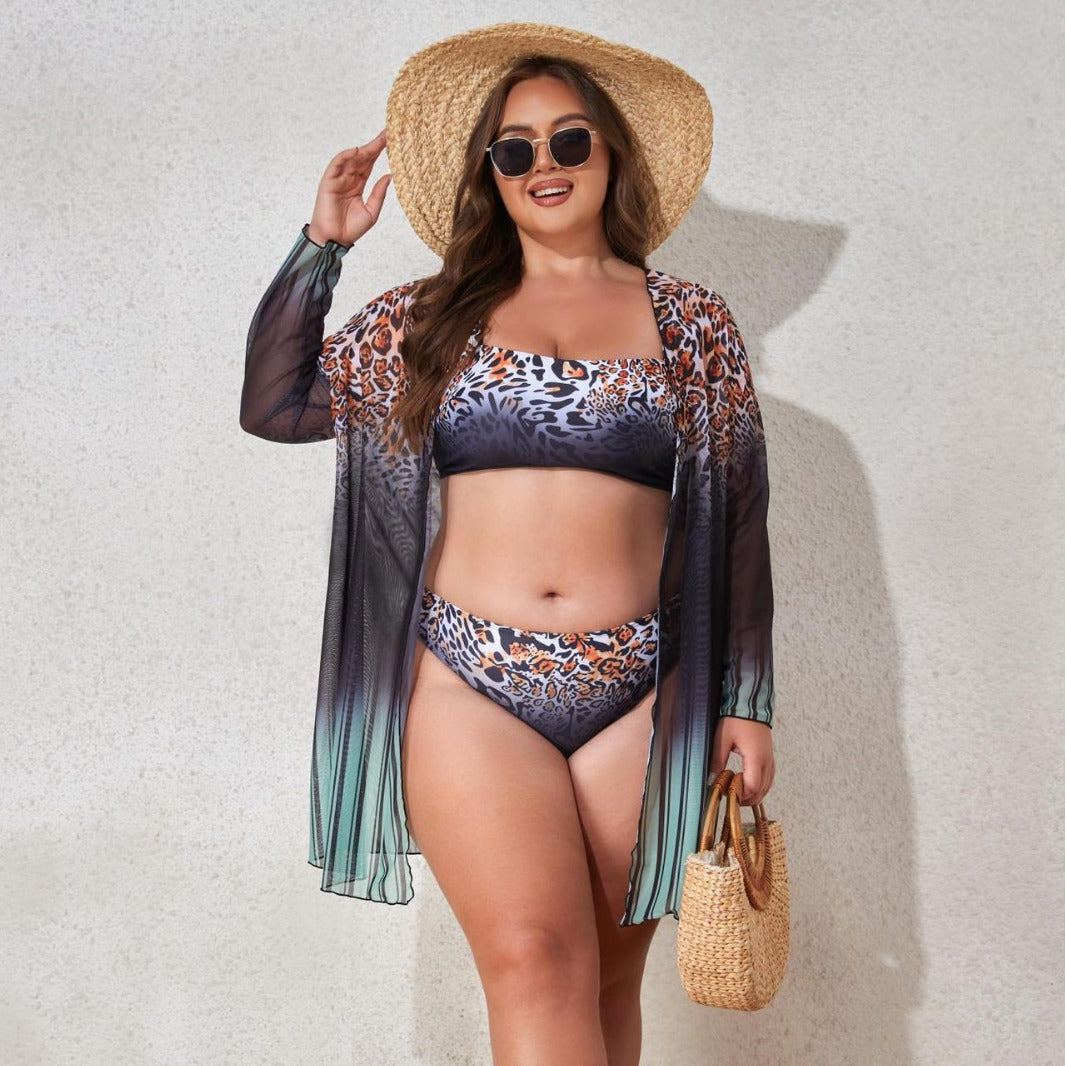 Damen Strandensemble mit Leopardmuster EB
