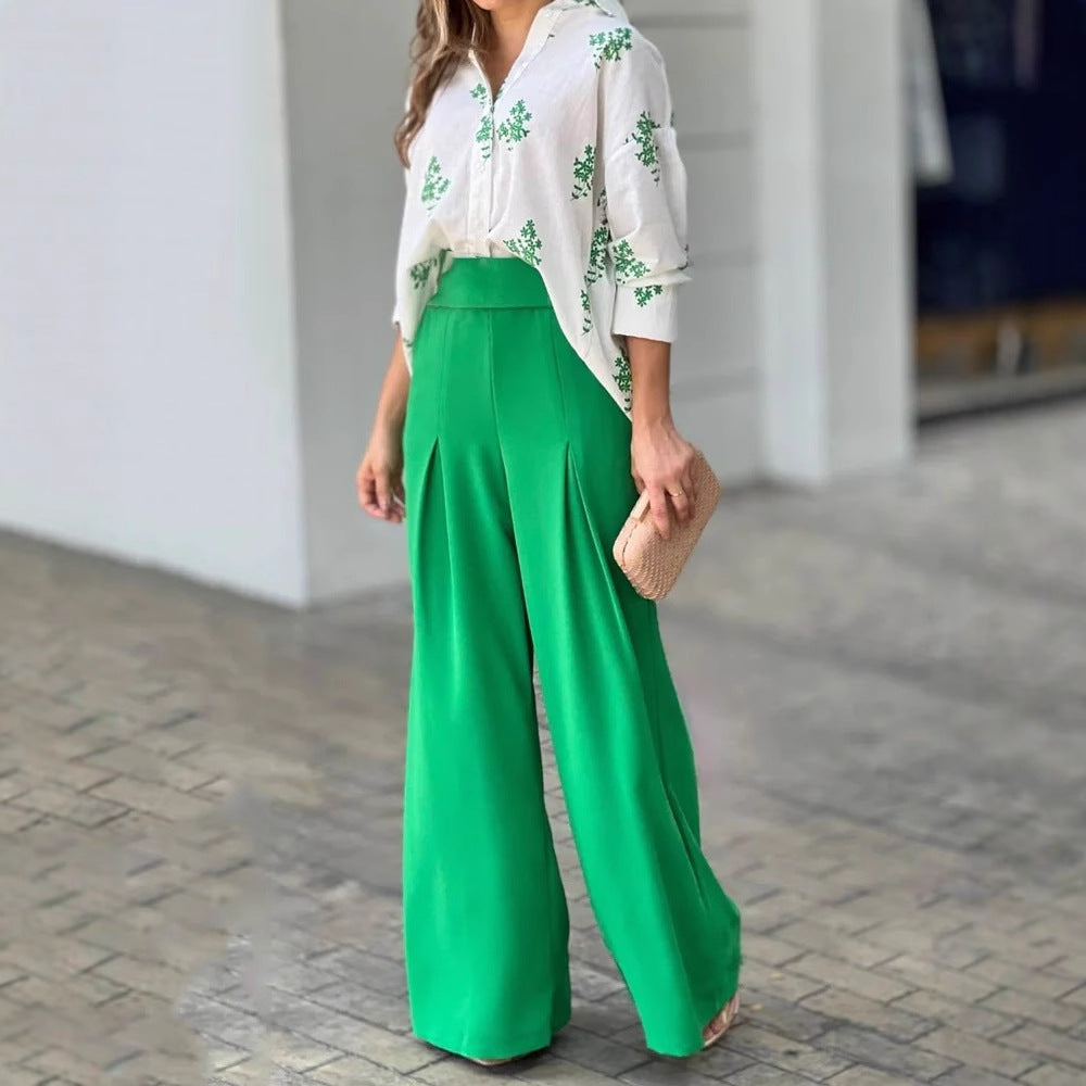 Damen High-Waist Palazzo-Hose aus fließendem Stoff EB