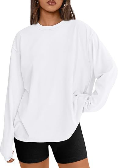 Damen Oversize-Sweatshirt mit Rundhalsausschnitt und verlängertem Saum EB