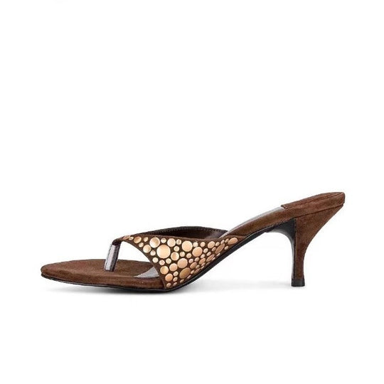 Damen elegante Zehentrenner mit modischem Schmuckdetail EB