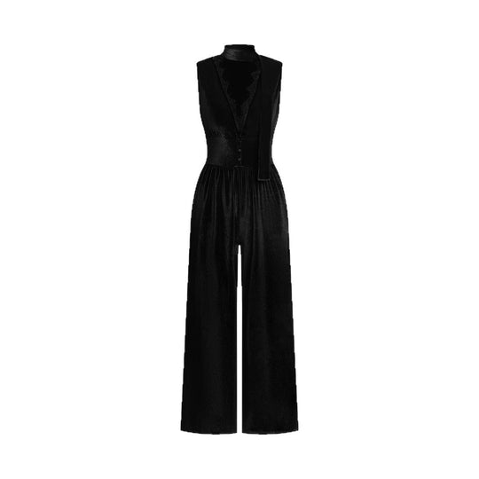 Damen Elegante und vielseitige Jumpsuit mit weitem Beinen EB