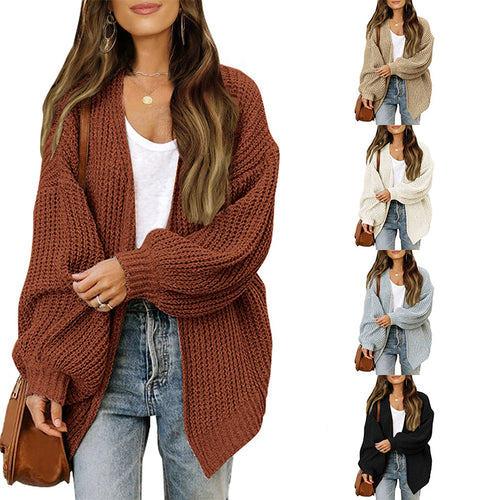 Damen Grob gestrickter Cardigan mit überschnittenen Schultern EB