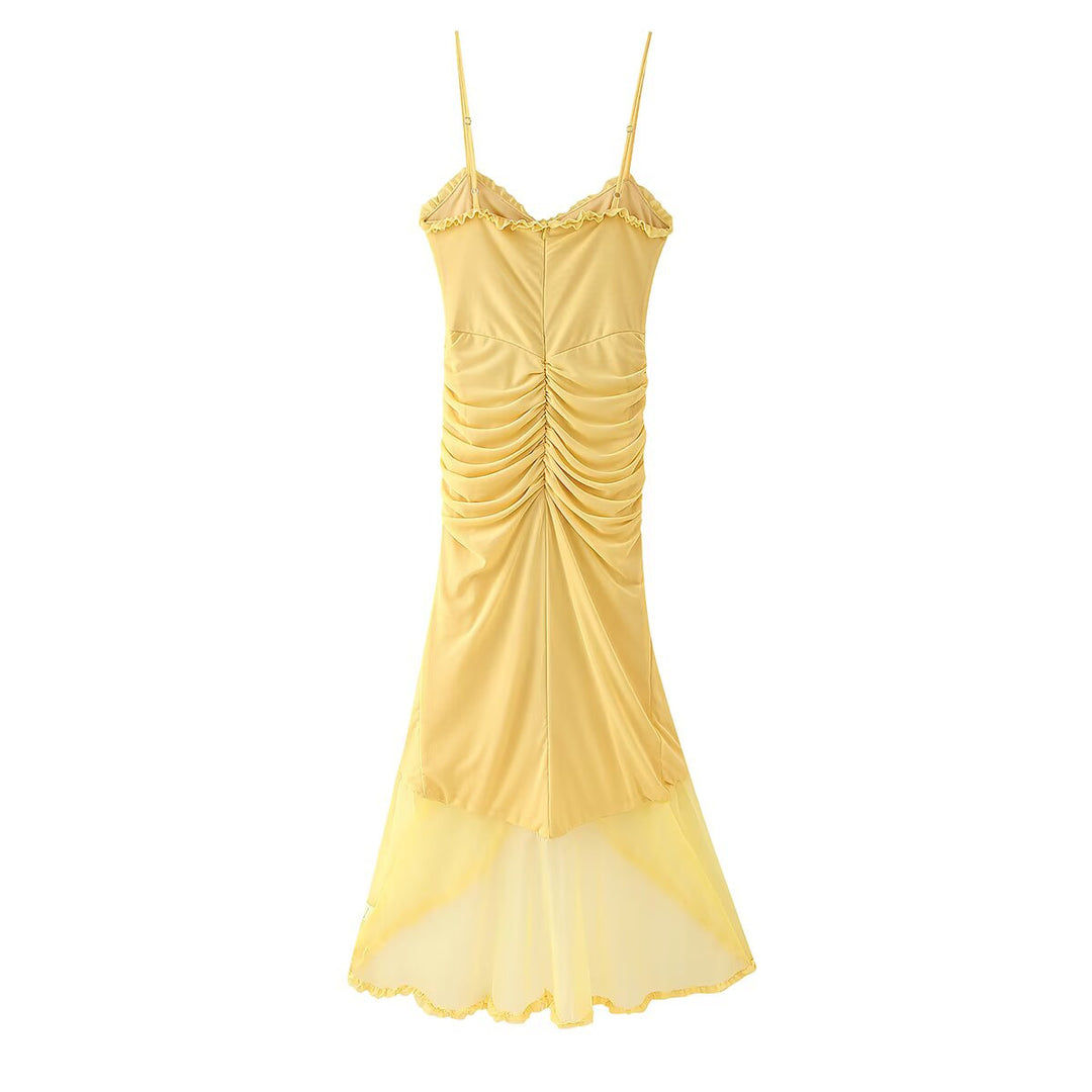 Damen Maxi-Kleid mit elegantem Rüschendesign und kunstvoller Drapierung EB