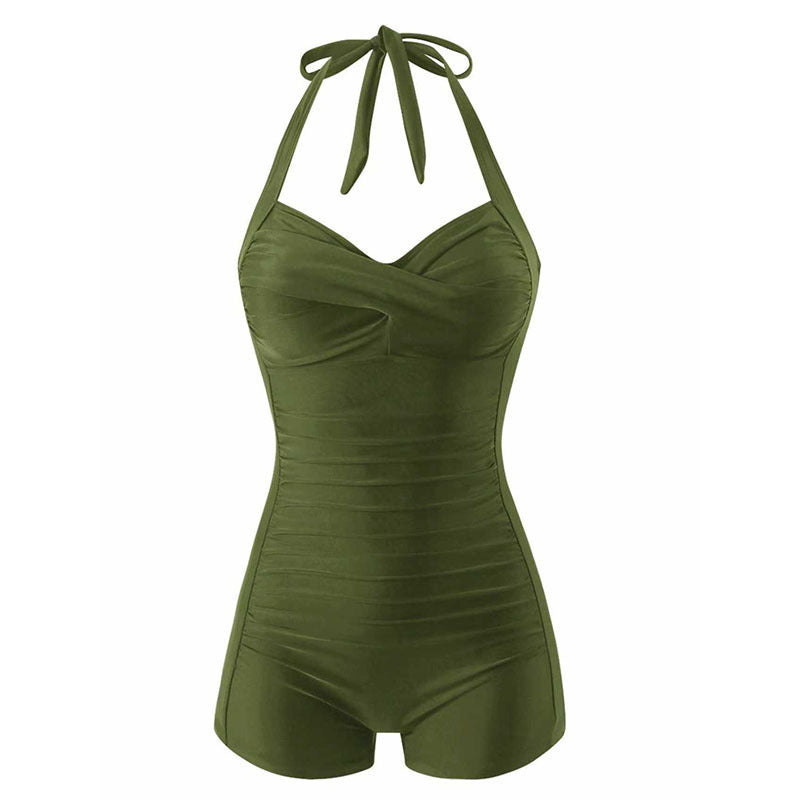 Damen Einteiler Badeanzug mit elegantem Rüschendesign EB