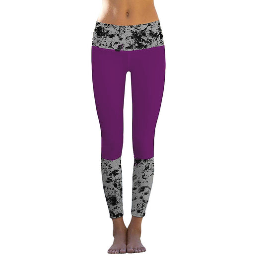 Damen Sportliche Leggings mit stylishem Marmormuster und hohem Bund EB
