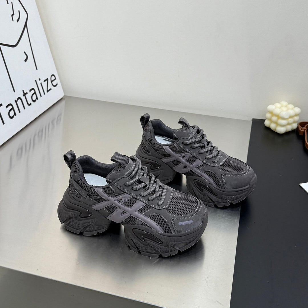 Damen modische Sneakers mit atmungsaktivem Mesh-Obermaterial und robustem Sohlenprofil EB