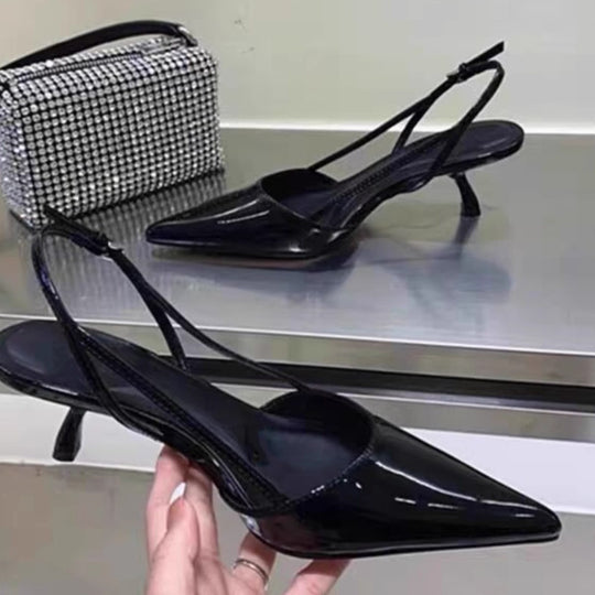 Damen Slingback High Heel Schuhe mit elegantem Spitzen-Design EB