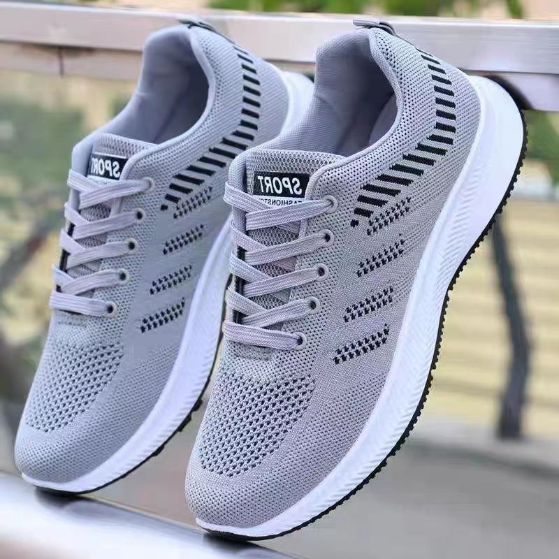 Damen Sportliche Schnür-Sneakers mit atmungsaktiver Mesh-Oberfläche und dämpfender Sohle EB