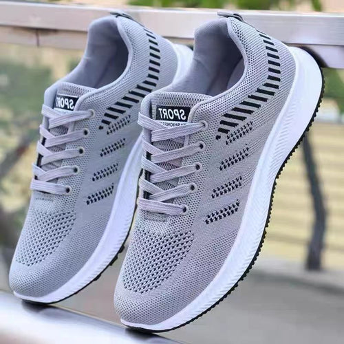 Damen Sportliche Schnür-Sneakers mit atmungsaktiver Mesh-Oberfläche und dämpfender Sohle EB