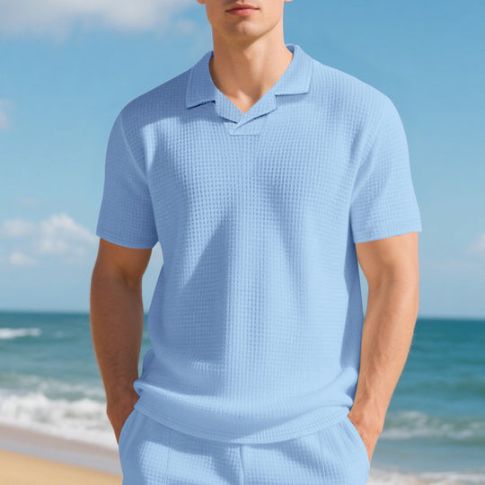 Herren Kurzarm Poloshirt mit strukturiertem Design und modernem Stehkragen EB