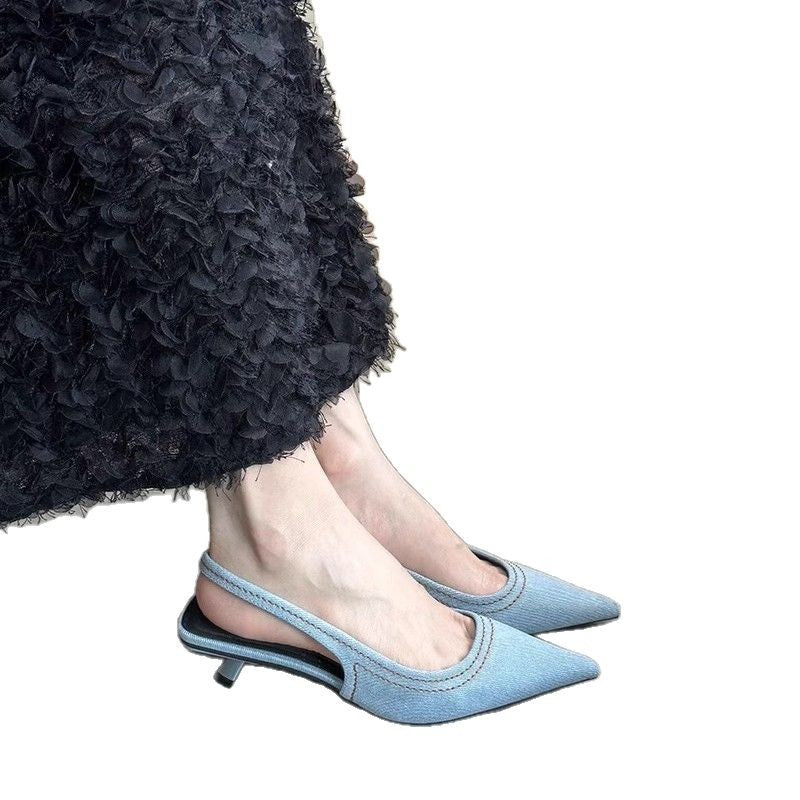 Damen Slingback Pumps aus hochwertigem Denim EB