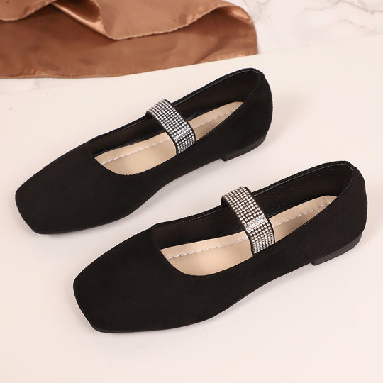 Damen Ballerinas mit glamourösem Riemchen und glitzerndem Schmuckdetail EB