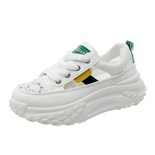 Damen Sportliche Plateau-Sneaker mit atmungsaktiver Oberflächenstruktur und modischem Design EB