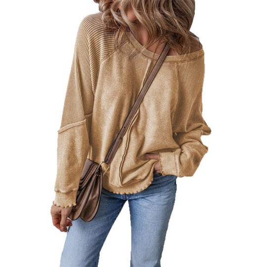Damen Lässiges Langarmshirt mit strukturiertem Design EB