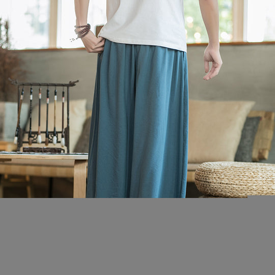 Herren Lässige und elegante Palazzo-Hose mit dekorativem Gürtel EB