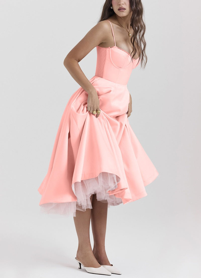 Damen nan Bustierkleid mit geformtem Mieder, weichem Tellerrock, integriertem Tüll-Unterzug und Eingrifftaschen EB