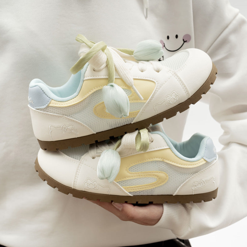 Damen modische Sneaker mit einzigartigem Blumenmotiv und bequemer Dämpfung EB