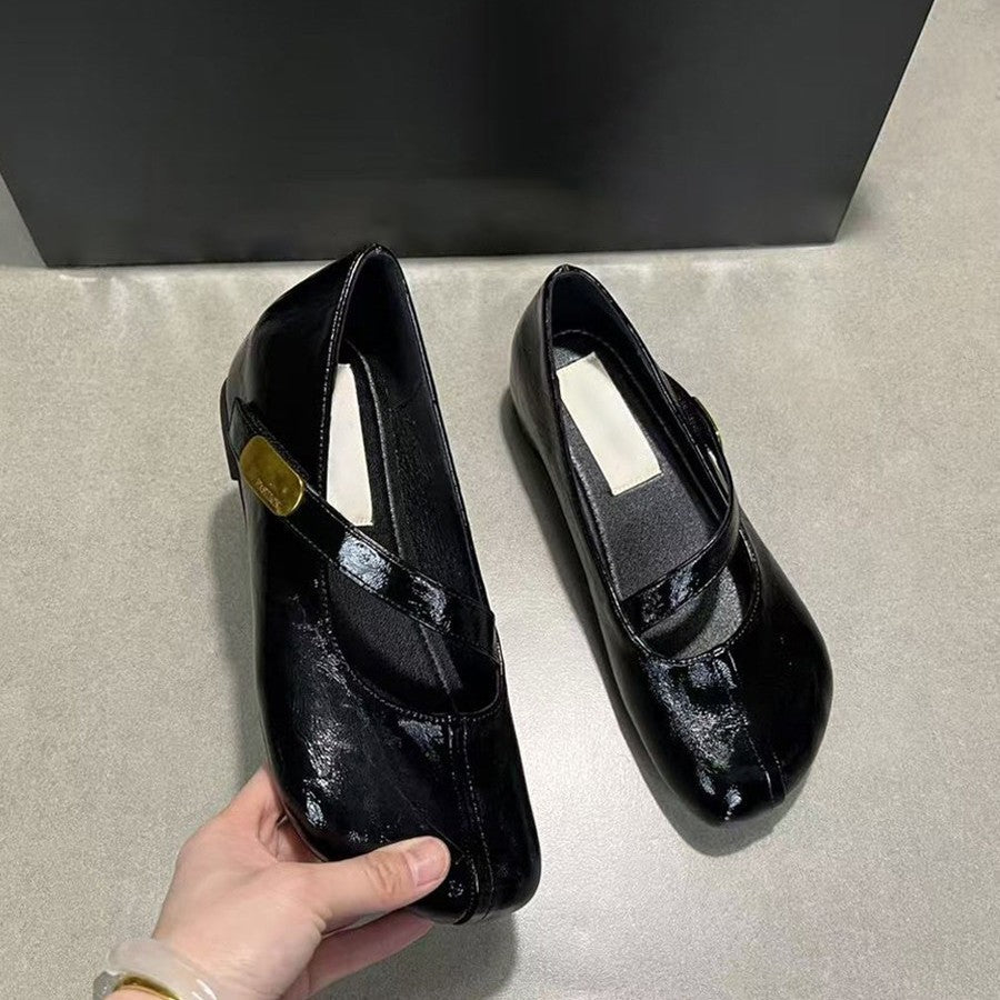 Damen elegante Ballerina-Pumps mit modischem Riemchen und dekorativer Schnalle EB