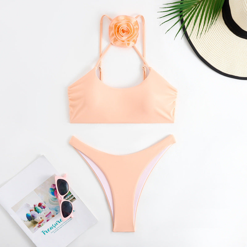 Damen Bikini-Set mit floralem Detail und hohem Beinausschnitt EB