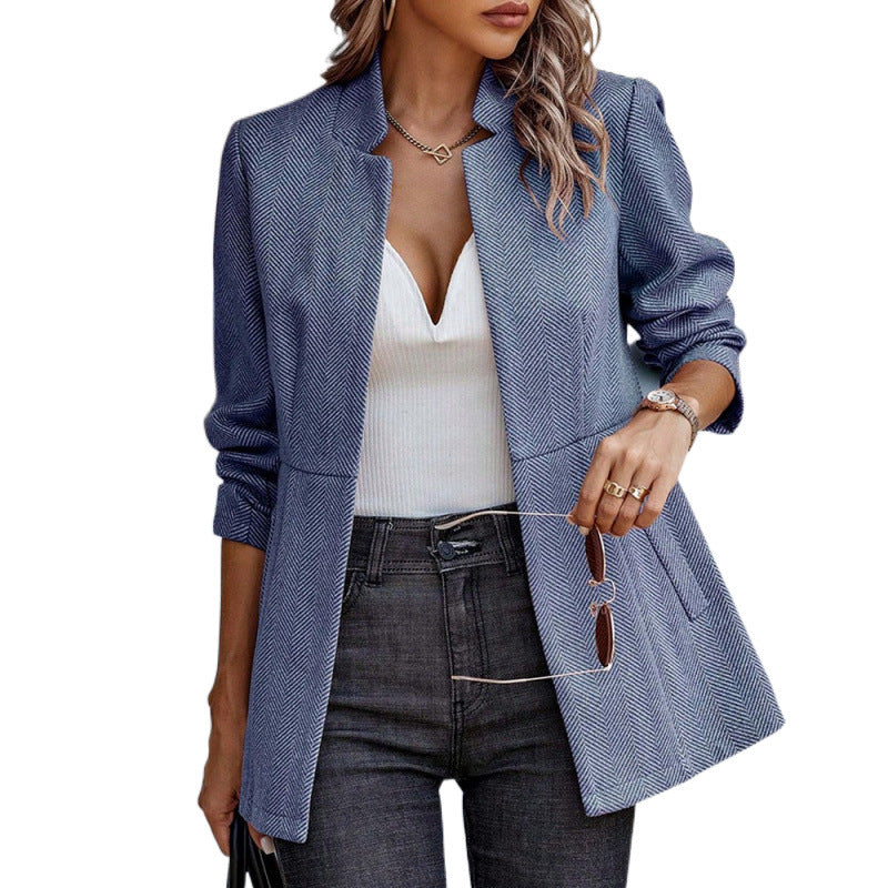 Damen Herringbone Blazer mit strukturiertem Schnitt EB